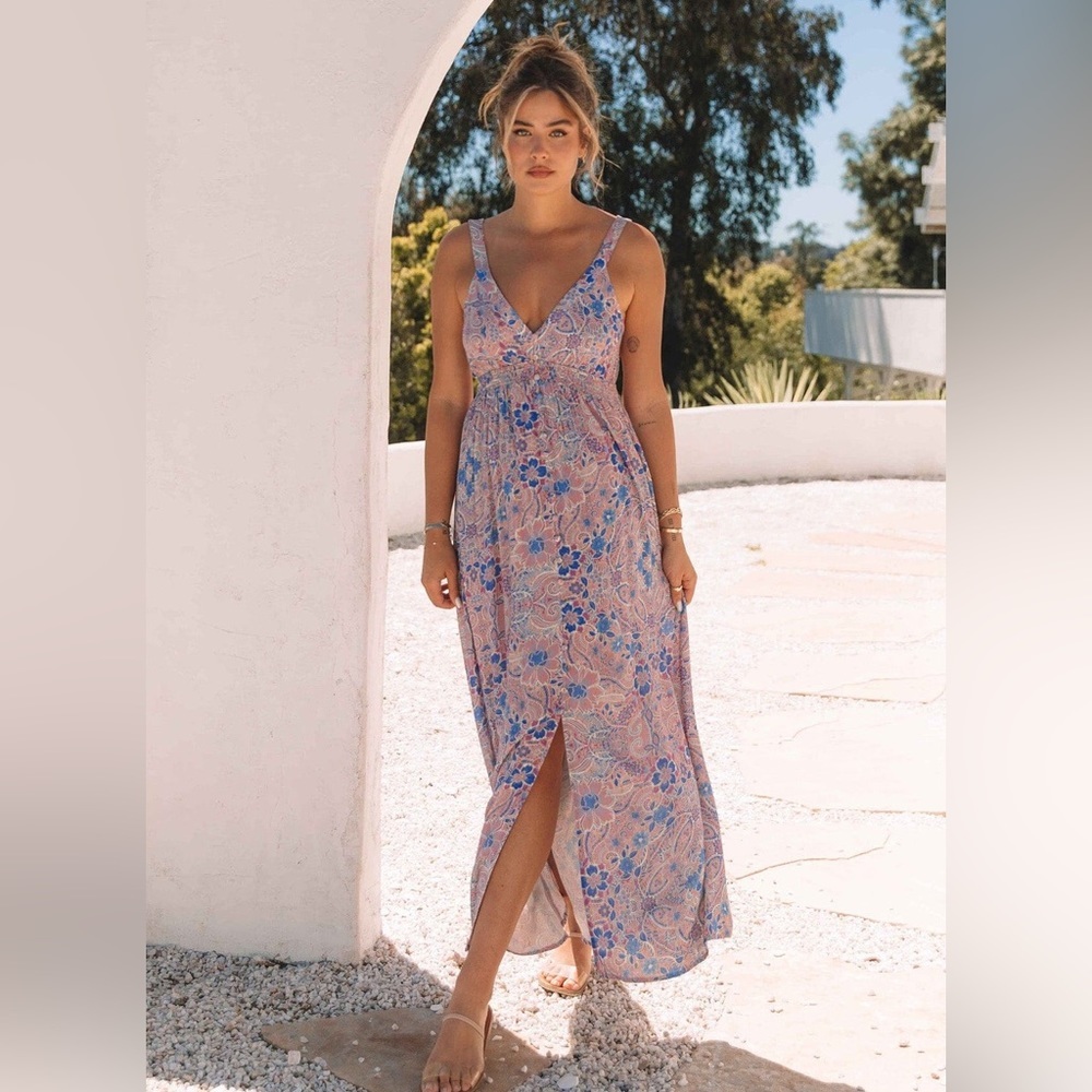Pinkblush floral button front maxi dress nwot